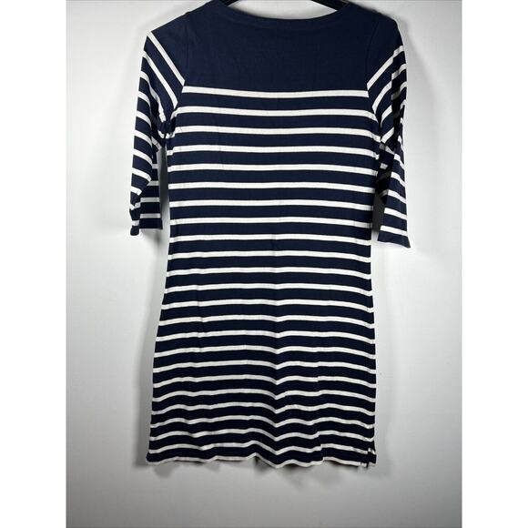 L L Bean Size Medium SAILOR Navy Blue & White Dress Stripe Knee Length - Picture 7 of 7